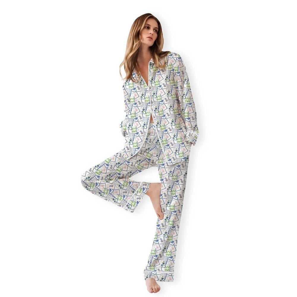 NEW TOSS DESIGNS mahjong pajama set in blue tile